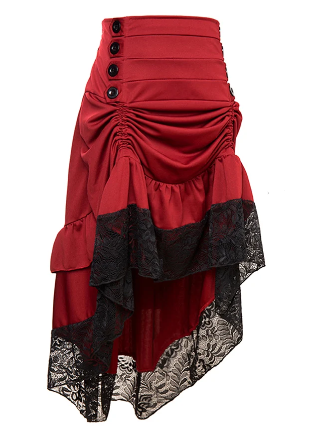 Steampunk Victorian Gothic Lace Trim Rüschen High Low Rock