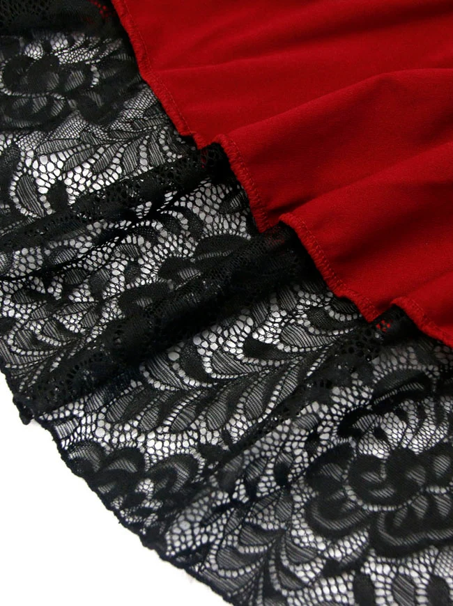 Steampunk Victorian Gothic Lace Trim Rüschen High Low Rock