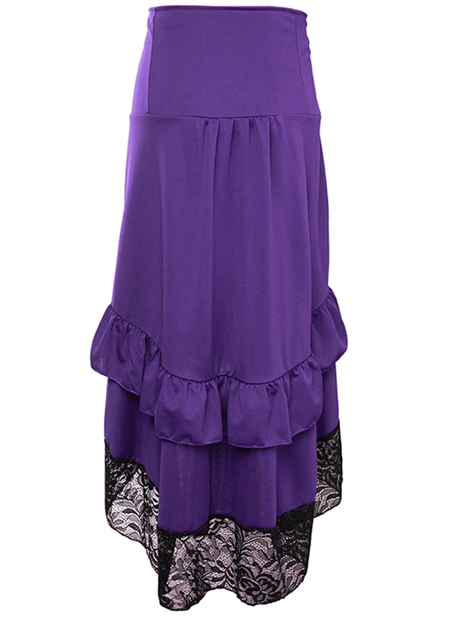 Steampunk Victorian Gothic Lace Trim Rüschen High Low Rock