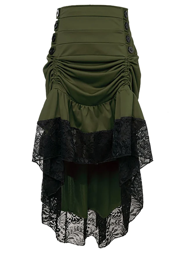 Steampunk Victorian Gothic Lace Trim Rüschen High Low Rock