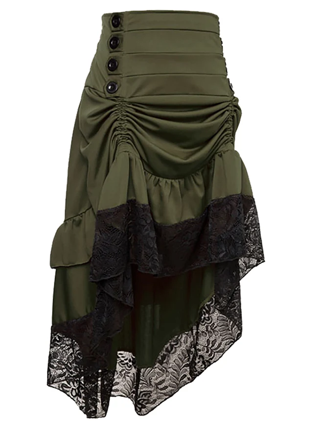 Steampunk Victorian Gothic Lace Trim Rüschen High Low Rock