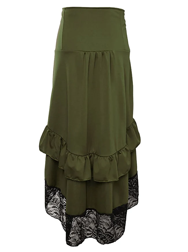 Steampunk Victorian Gothic Lace Trim Rüschen High Low Rock
