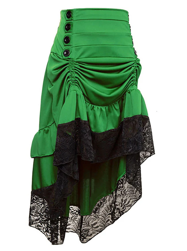 Steampunk Victorian Gothic Lace Trim Rüschen High Low Rock