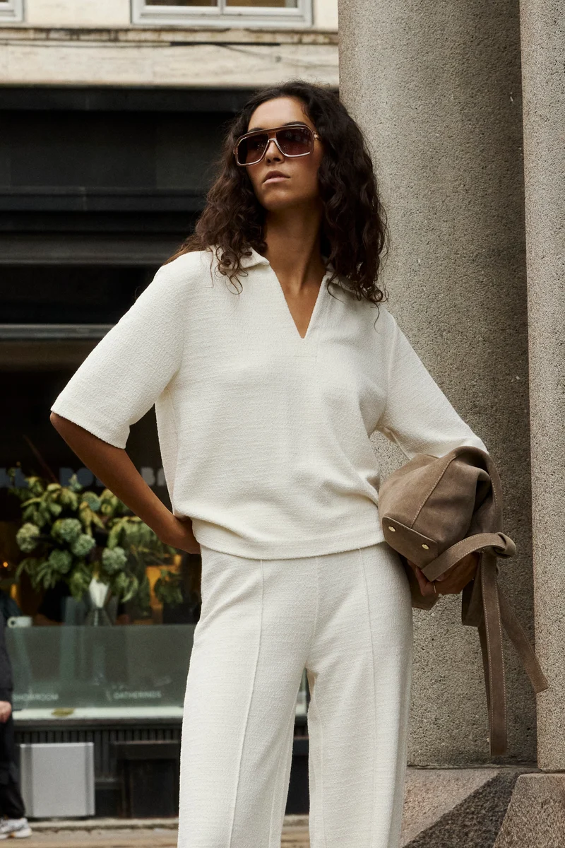 Ensemble pantalon et polo Bai texturé