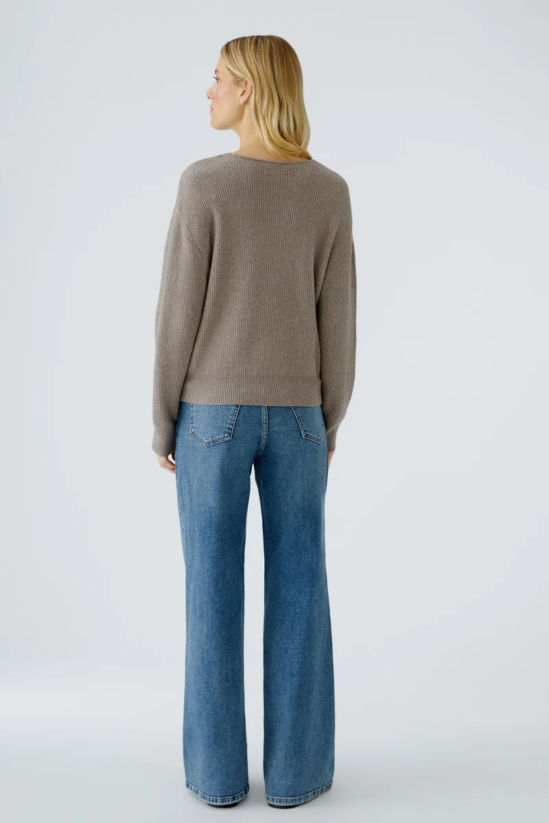 Pull côtelé en mélange de coton avec nœud