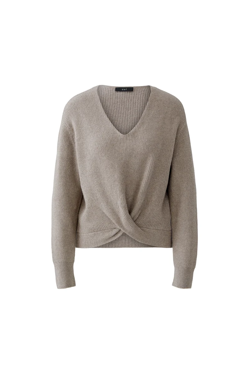 Pull côtelé en mélange de coton avec nœud