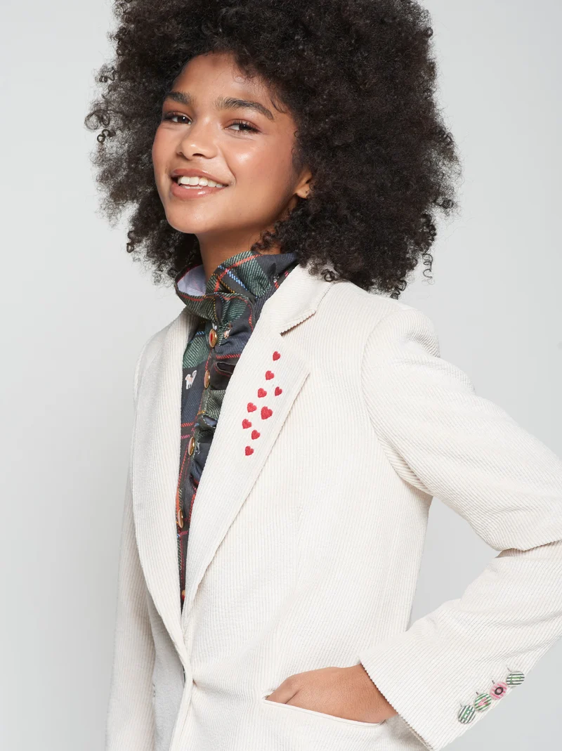 Veston en corduroy avec motif équestre brodé