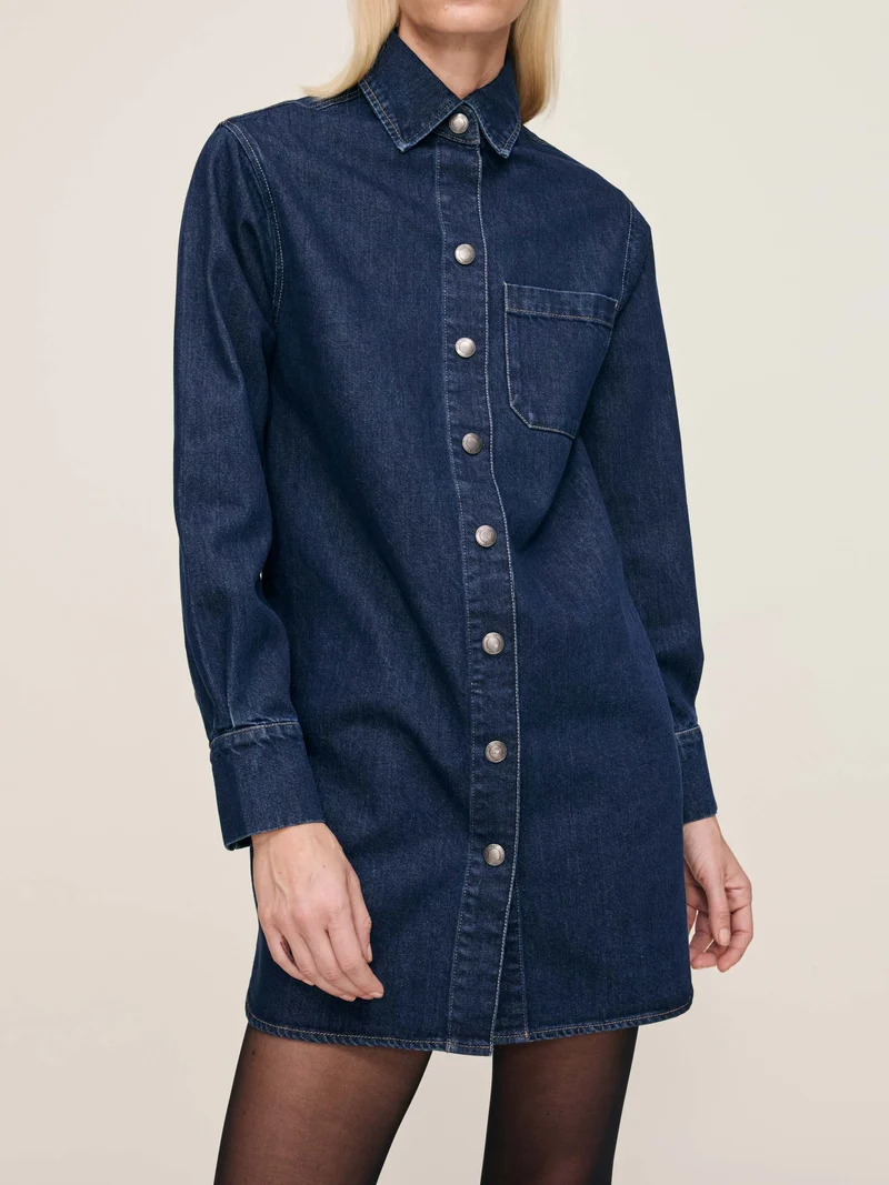Robe chemise courte en denim Faye