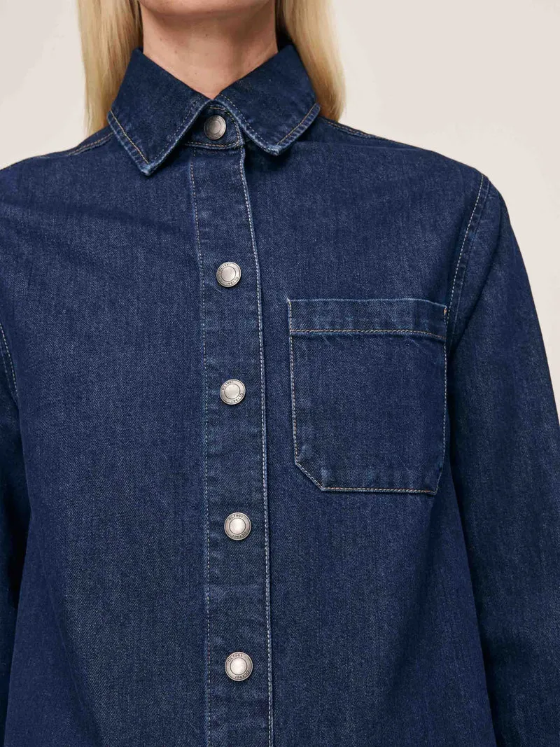 Robe chemise courte en denim Faye