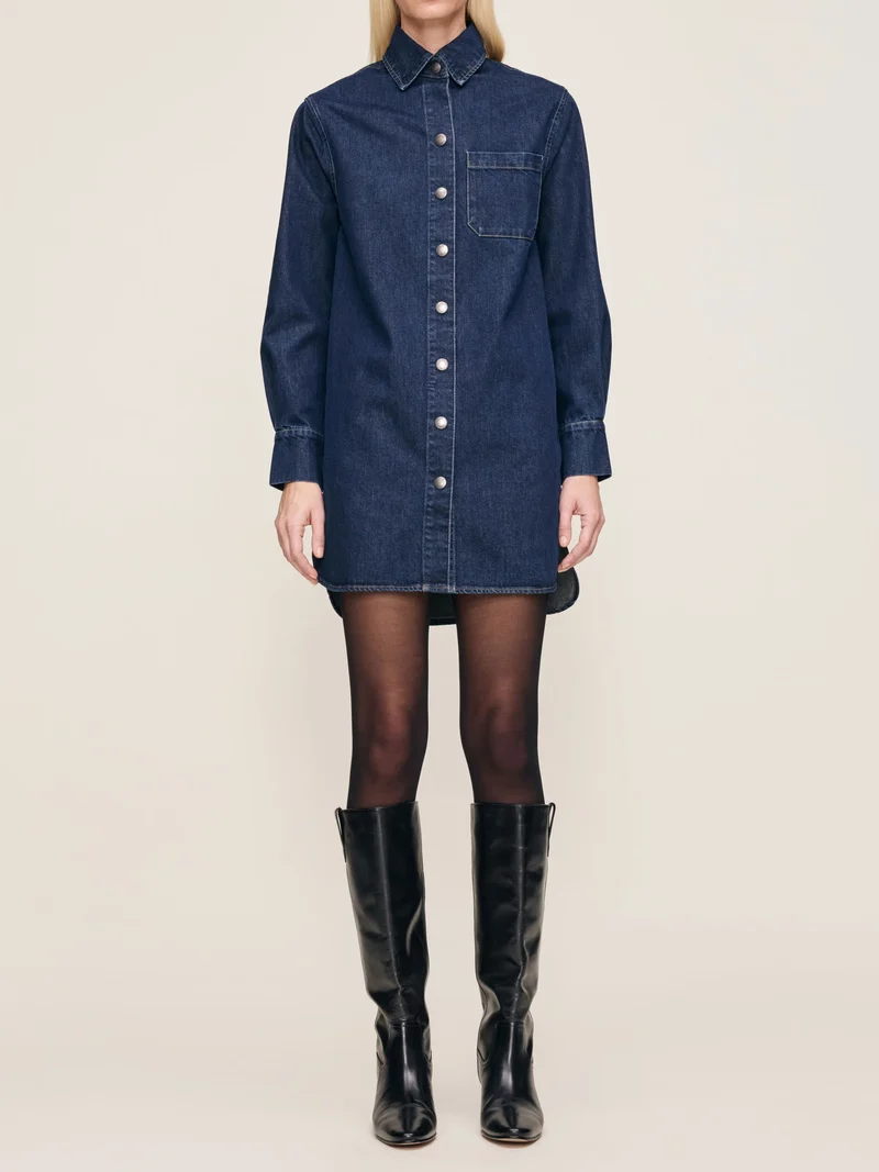 Robe chemise courte en denim Faye