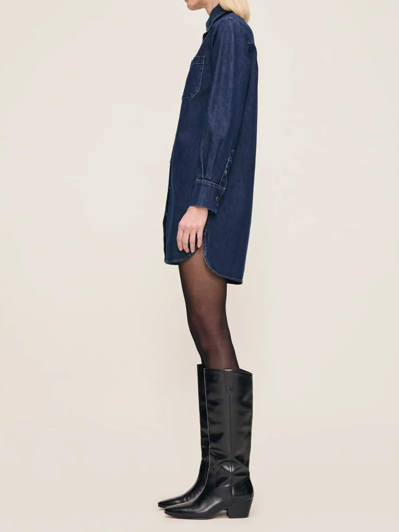 Robe chemise courte en denim Faye