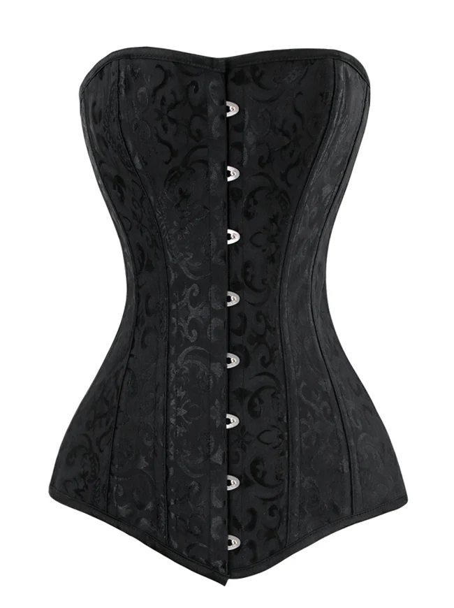 26 Stahlknochen Brokat Long Torso Sanduhr Body Shaper Korsett