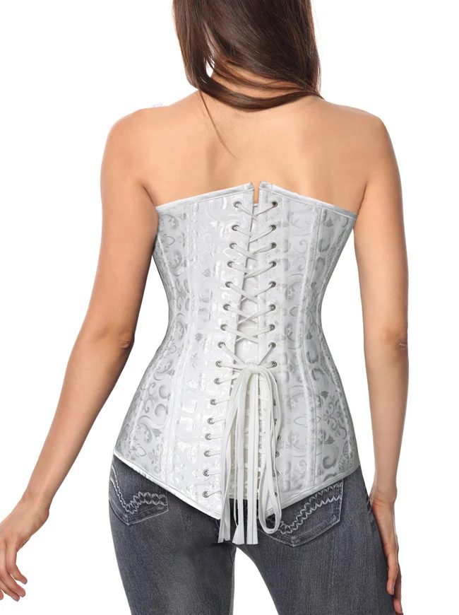 26 Stahlknochen Brokat Long Torso Sanduhr Body Shaper Korsett