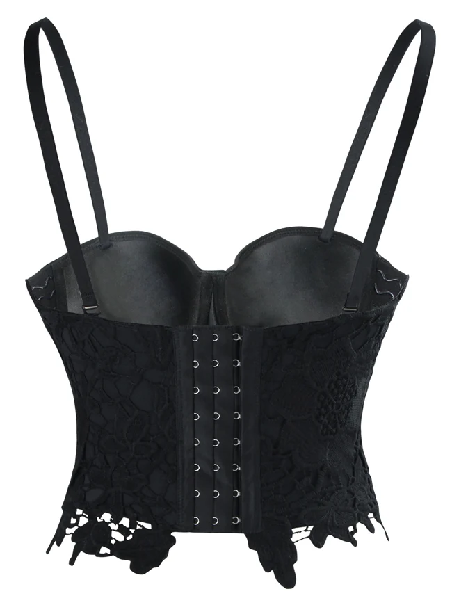 Punk Goth Floral Lace Bustier Korsett Party Bralet Crop Top