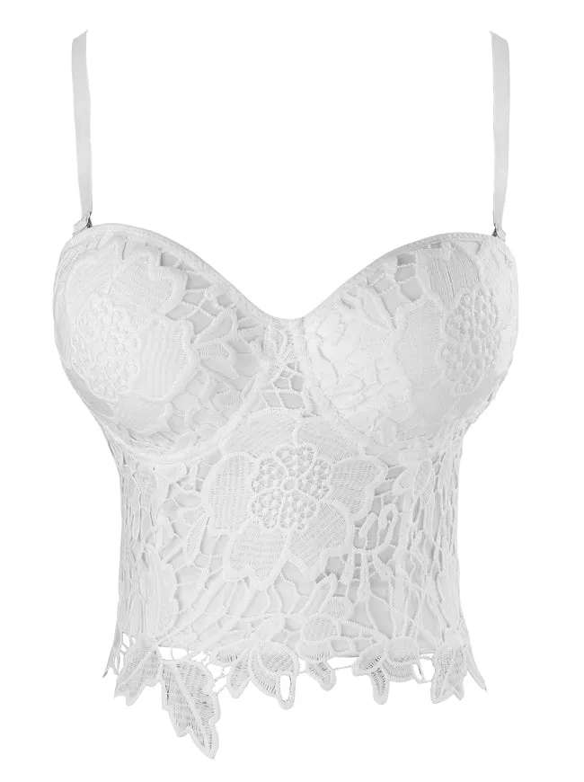 Punk Goth Floral Lace Bustier Korsett Party Bralet Crop Top