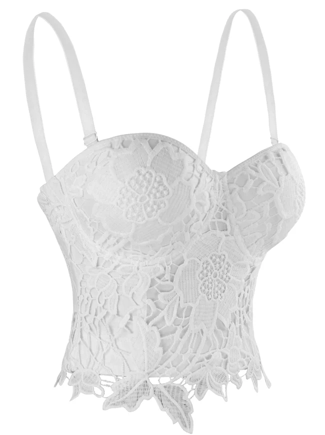 Punk Goth Floral Lace Bustier Korsett Party Bralet Crop Top