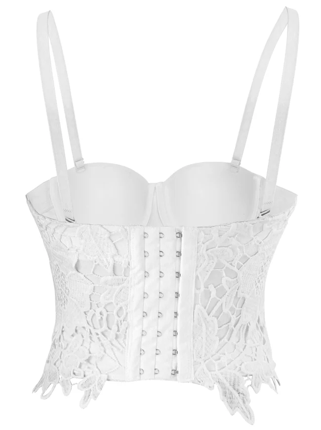 Punk Goth Floral Lace Bustier Korsett Party Bralet Crop Top