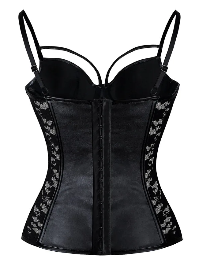 Steampunk Gothic Spitze Korsett Bustier Kunstleder BH Dessous