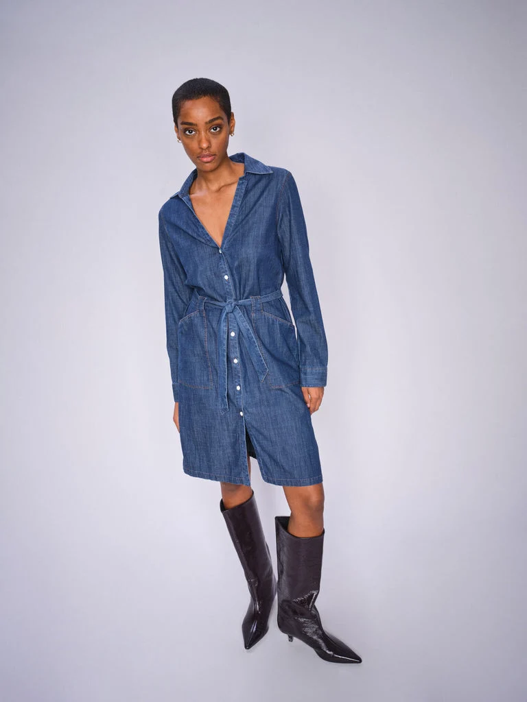 Robe chemise midi en denim Malti