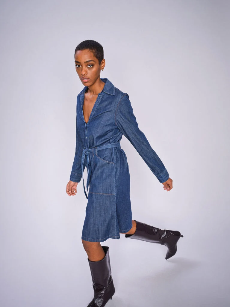Robe chemise midi en denim Malti