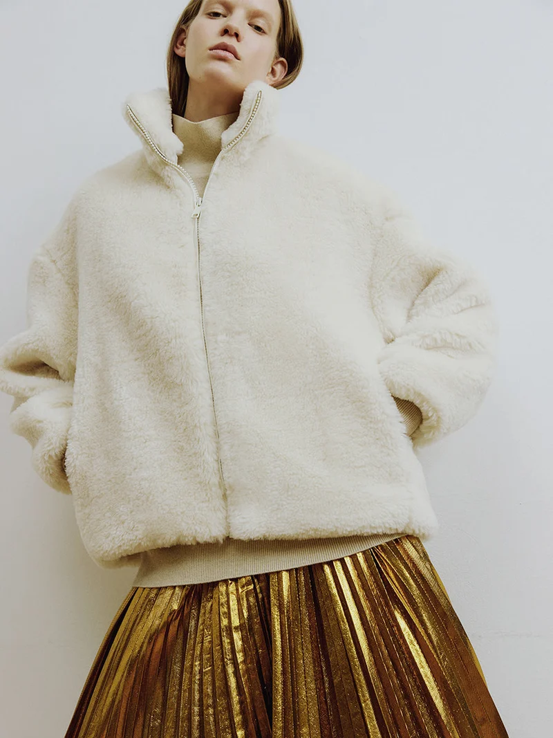 Manteau anorak ample en fausse fourrure Sol