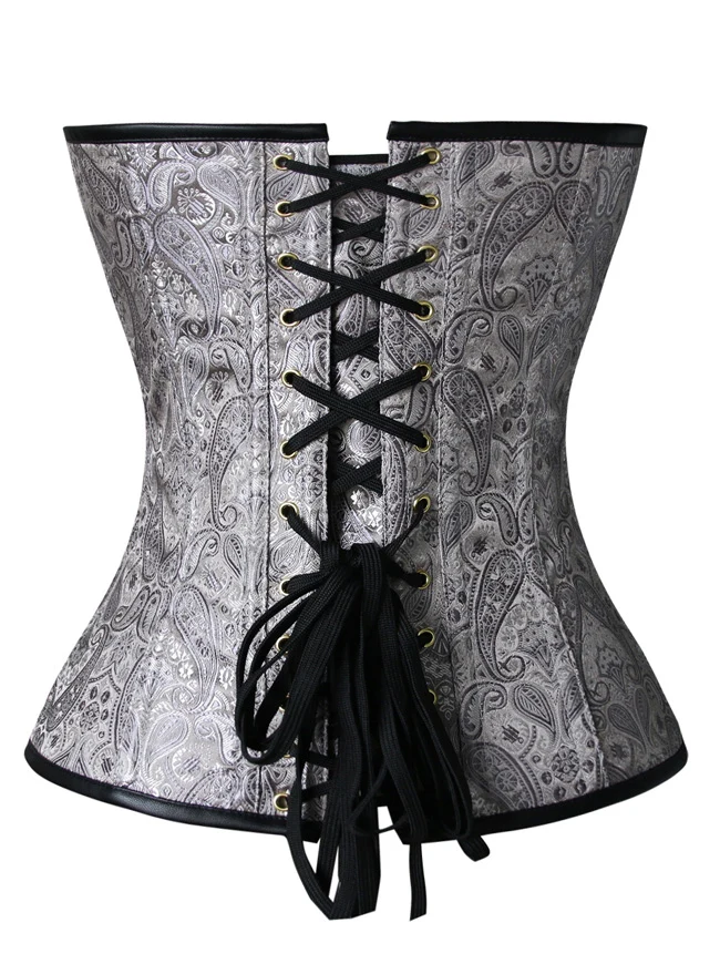 12 Spiral Steel Bones Steampunk Vintage Kunstleder Reißverschluss Overbust Korsett