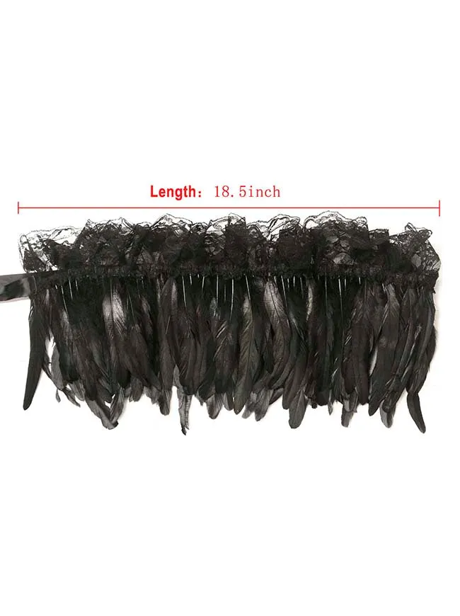 Charmian Gothic-Schal mit Federn, Halloween-Umhang, Achselzucken-Accessoires mit Spitzenhalskette
