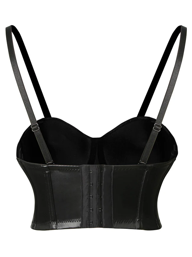 Steampunk Goth PU Leder Leopard Clubwear Bustier Crop Top BH