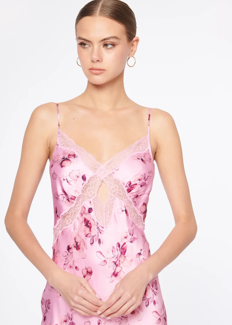 Robe Florentina rose en soie