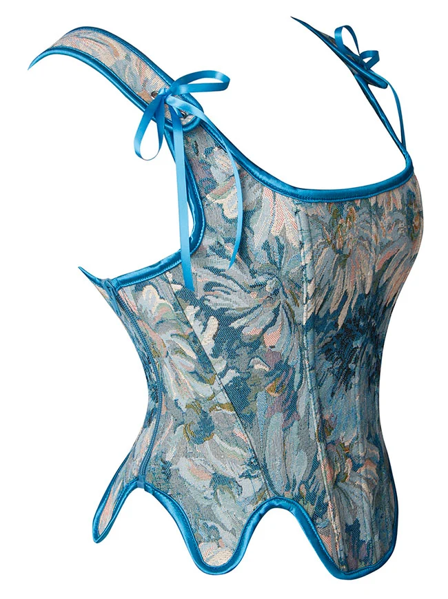 Renaissance Vintage Blumenstickerei Bustier Korsett Crop Top