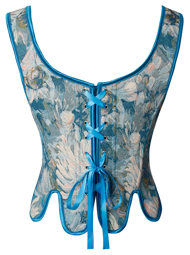 Renaissance Vintage Blumenstickerei Bustier Korsett Crop Top
