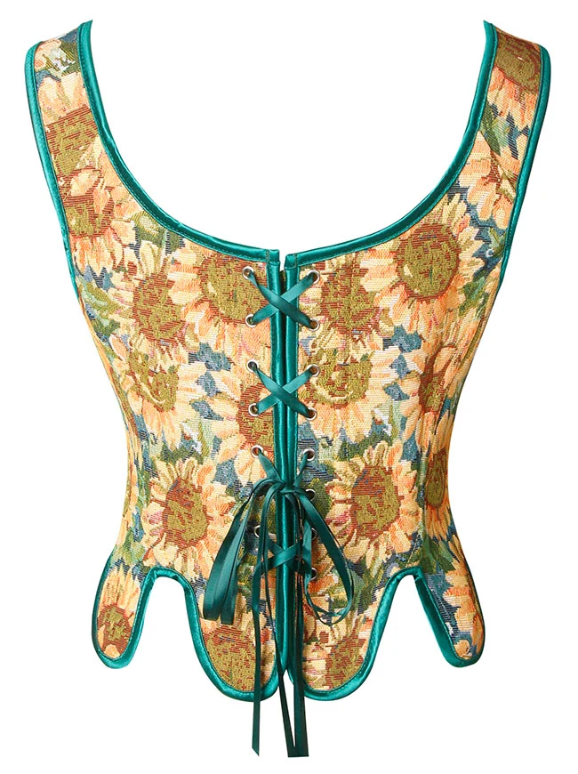 Renaissance Vintage Blumenstickerei Bustier Korsett Crop Top