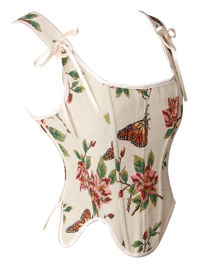 Renaissance Vintage Blumenstickerei Bustier Korsett Crop Top