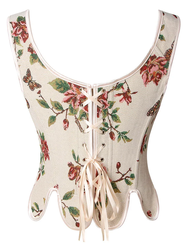 Renaissance Vintage Blumenstickerei Bustier Korsett Crop Top