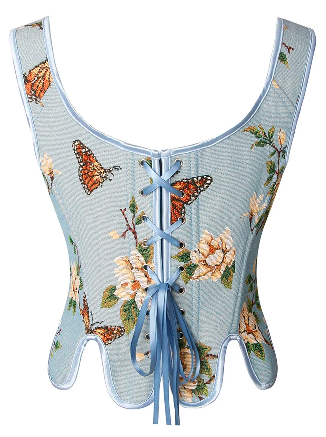 Renaissance Vintage Blumenstickerei Bustier Korsett Crop Top
