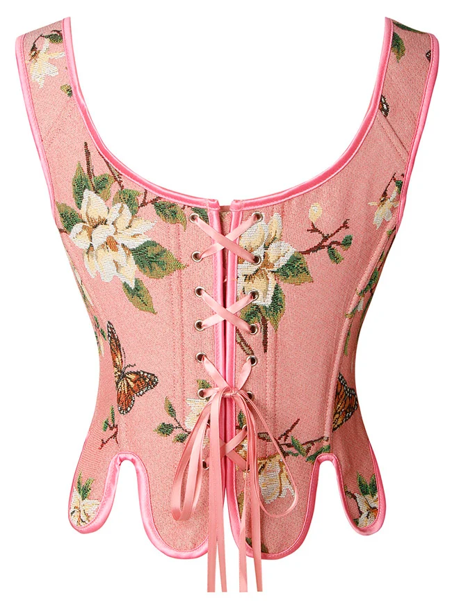 Renaissance Vintage Blumenstickerei Bustier Korsett Crop Top
