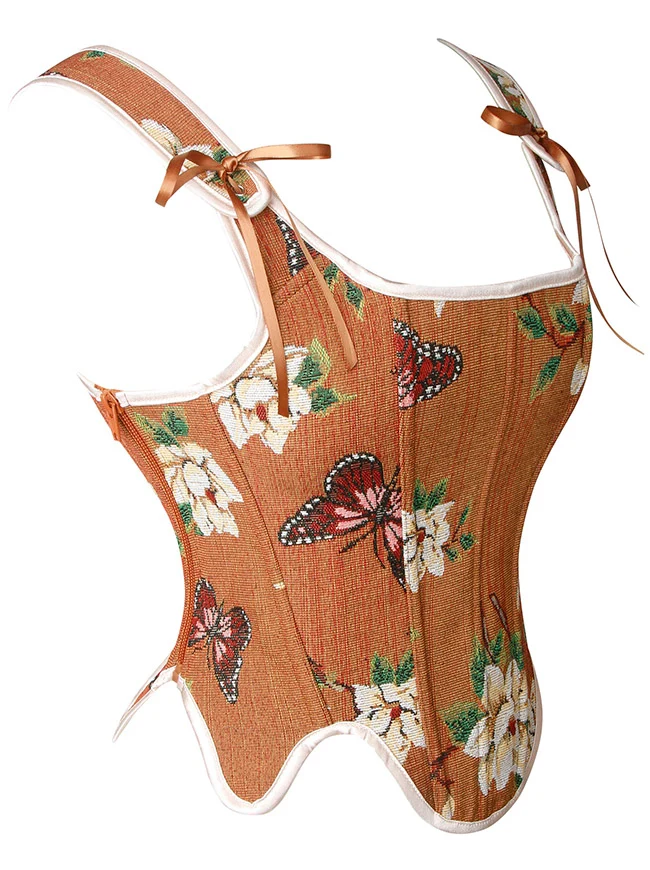 Renaissance Vintage Blumenstickerei Bustier Korsett Crop Top