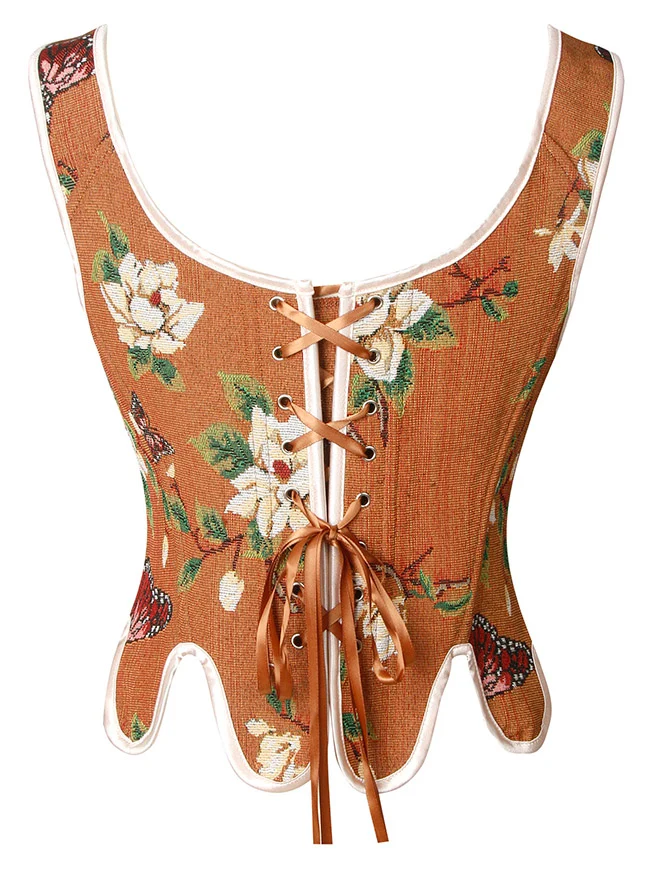 Renaissance Vintage Blumenstickerei Bustier Korsett Crop Top