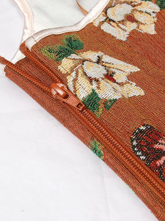 Renaissance Vintage Blumenstickerei Bustier Korsett Crop Top