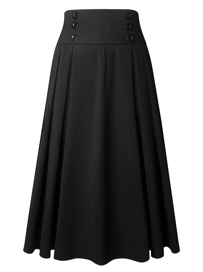 Gothic Steampunk A-Linie Faltenrock im Vintage-Stil mit hoher Taille