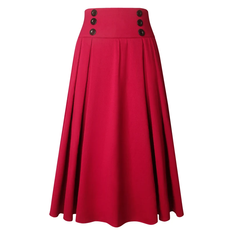 Gothic Steampunk A-Linie Faltenrock im Vintage-Stil mit hoher Taille