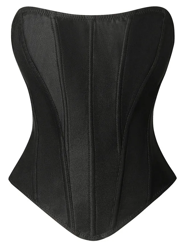 Y2K Fashion Retro Trägerloses Bustier Korsett Crop Top mit offenem Rücken