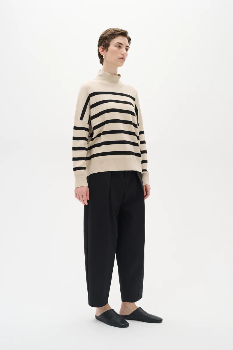 Pull rayé en coton avec col montant Tenley