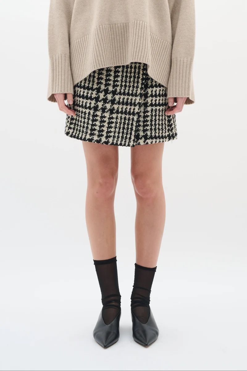 Jupe courte avec motif pied-de-poule Brya