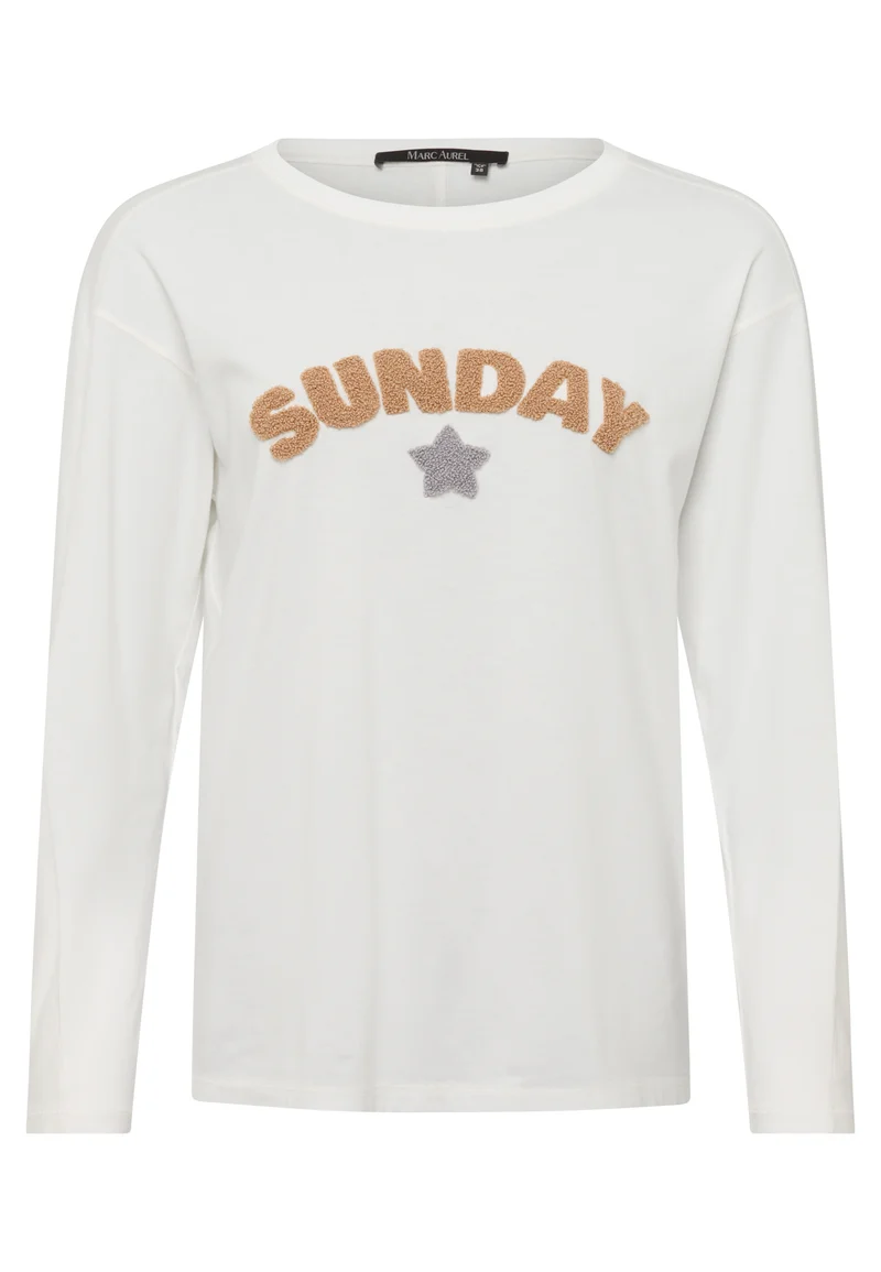 T-shirt à manches longues avec inscription en bouclé