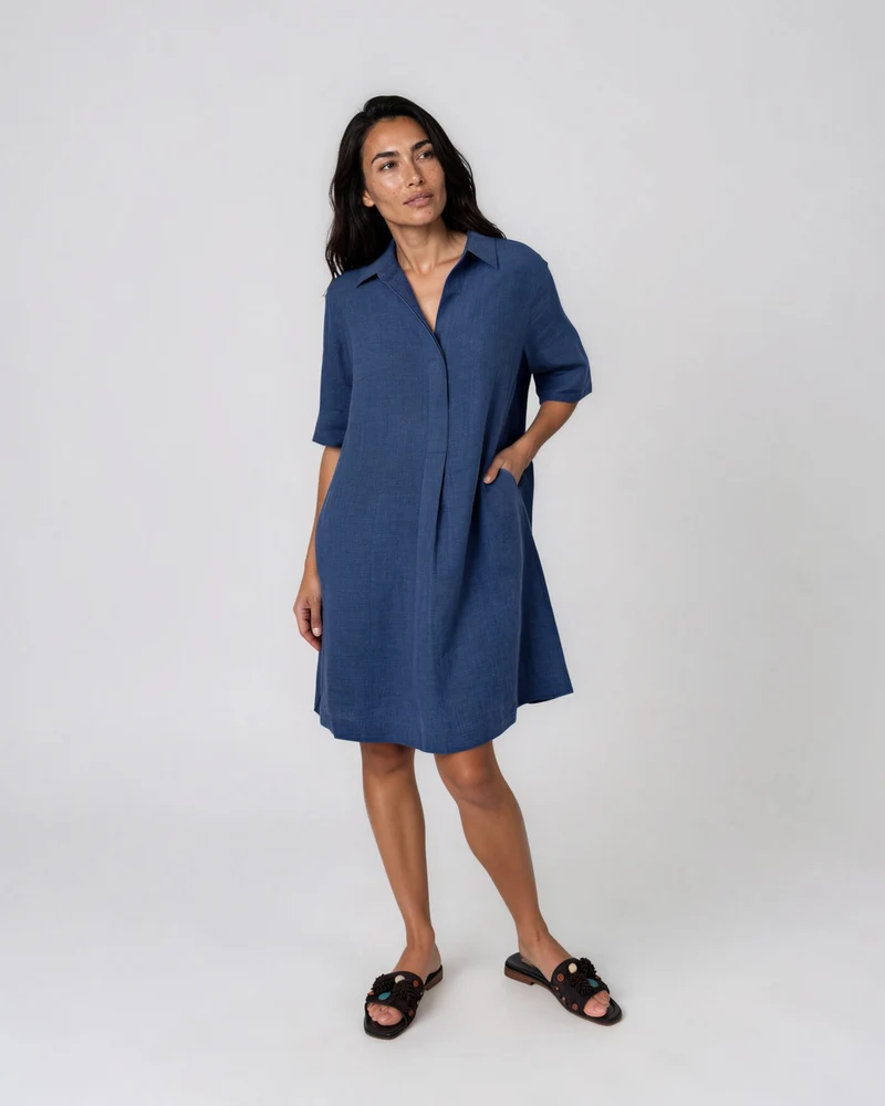 Robe chemise trapèze en lin - Camille