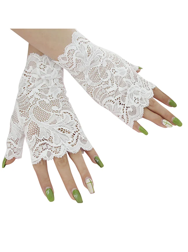 Fingerlose Handschuhe aus Vintage-Eleganter Hochzeitsfeier mit Blumenspitze