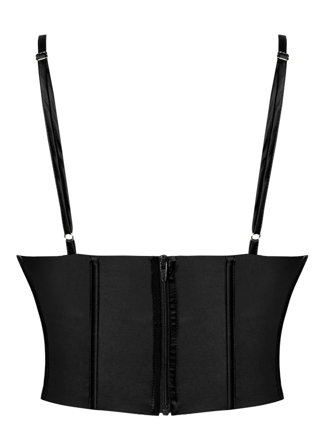 Clubwear Camis Crop Top aus Satin mit Spaghettiträger und Reißverschluss hinten