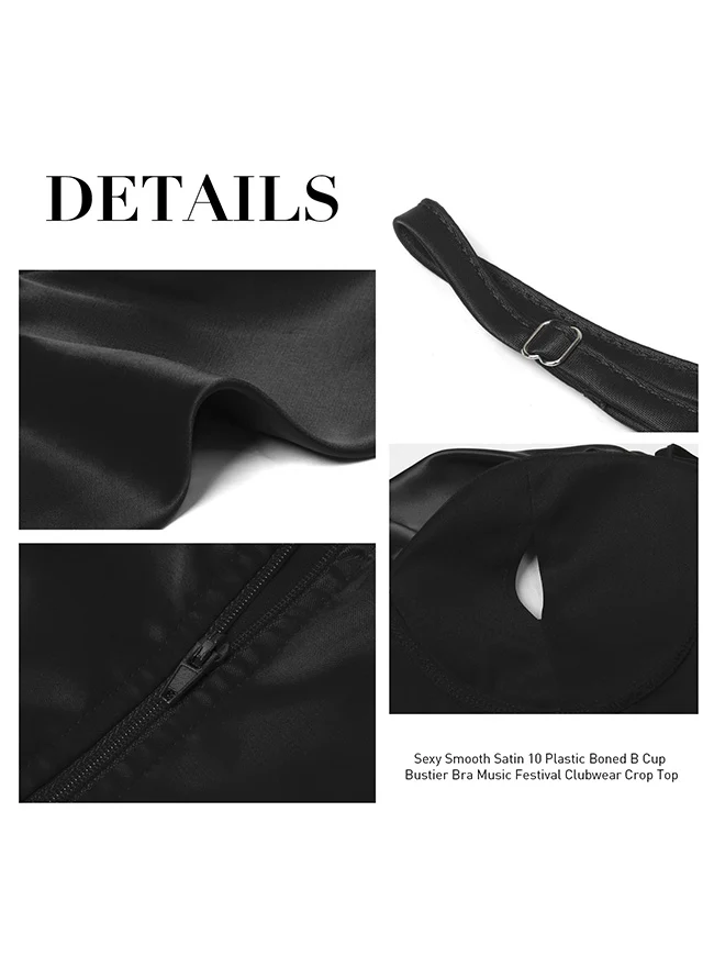 Clubwear Camis Crop Top aus Satin mit Spaghettiträger und Reißverschluss hinten