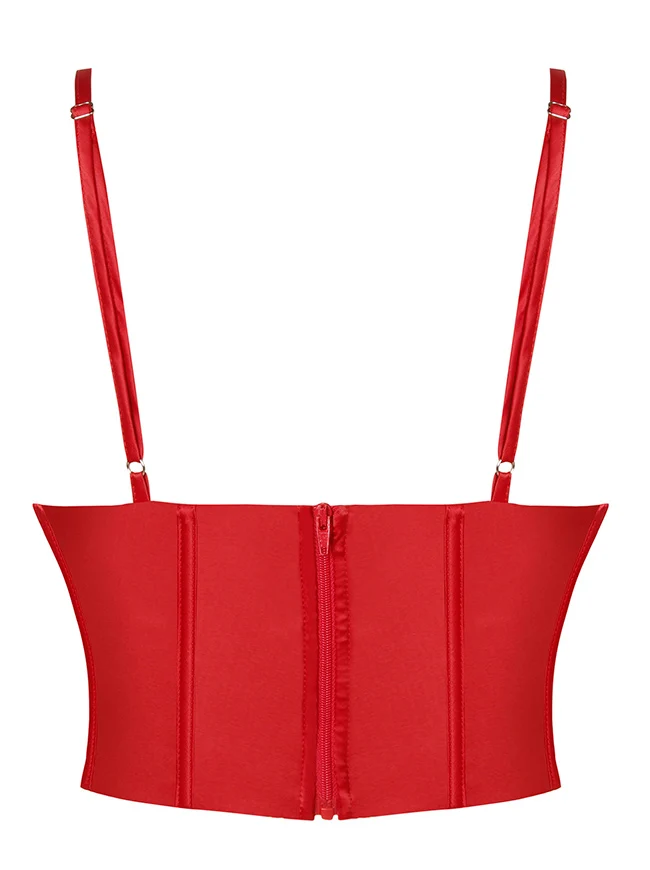 Clubwear Camis Crop Top aus Satin mit Spaghettiträger und Reißverschluss hinten